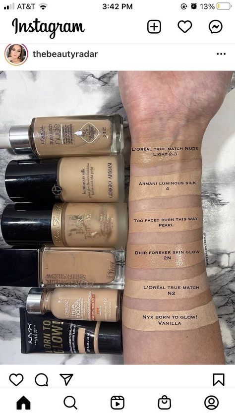 Forever 52 Foundation Shades, Light Foundation, Dior Forever, Flawless Foundation, High End Products, Foundation Shades, Born This Way, Giorgio Armani, Glowing Skin