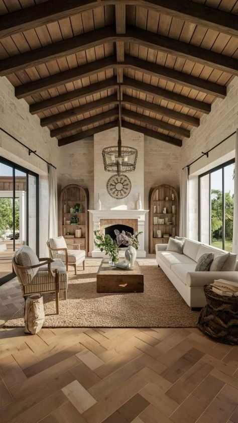 Rustic Mediterranean Farmhouse, Interior Design Mediterranean, Hacienda Homes, Mediterranean Interior Design, Hacienda Style Homes, Dream Life House, Mediterranean Home Decor, Tuscan House, Casas Coloniales