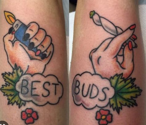 Best Buds Tattoo, Bud Tattoo, Happy 4 20, Trending Tattoo, Friendship Tattoos, Best Friend Tattoos, Tiger Tattoo, Best Bud, Friend Tattoos