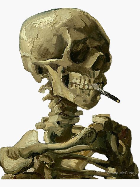 "Skull of a Skeleton with Burning Cigarette, Vincent Van Gogh " Sticker by AimeeMcCurdy | Redbubble William Ellis, Arte Van Gogh, Van Gogh Museum, Henri Rousseau, Van Gogh Paintings, A Skeleton, Van Gogh Art, Post Impressionists, Pablo Picasso