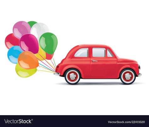 Cap Doi, Bunch Of Balloons, Red Cartoon, Balloon Illustration, Cartoon Car, Car Cartoon, Cute Cars, Car Painting, Big Picture