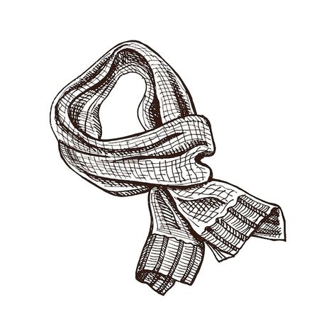 Vector hand drawn sketch of knitted scar... | Premium Vector #Freepik #vector #cozy #winter #autumn #background Scarf Drawing Sketch, Scarf Doodle, Scarf Vector, Scarf Drawing, Autumn Background, Vector Hand, Scarf Design, Cozy Winter, Fashion Sketches