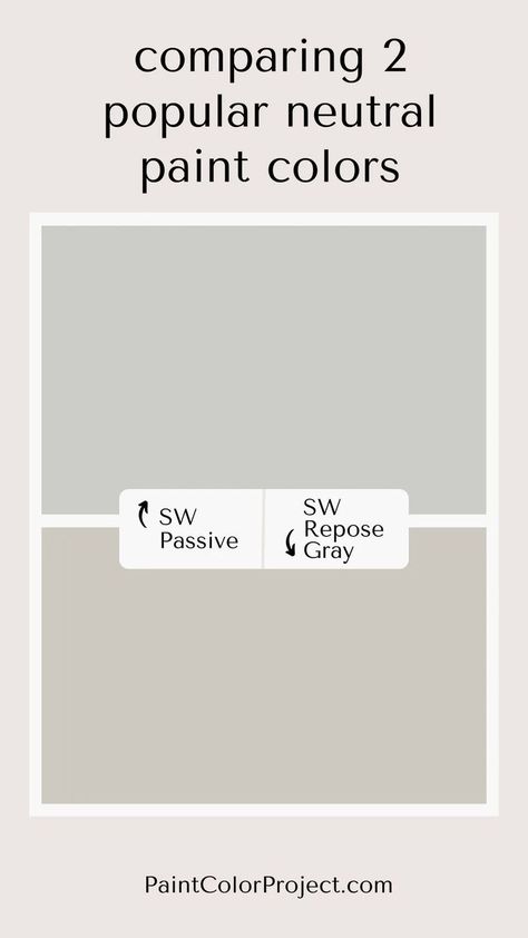 Looking for the perfect gray paint color for your home? Let’s compare Passive vs Repose Gray to see if one might be perfect for your space! Passive Gray, Perfect Gray Paint Color, Sherwin Williams Repose Gray, Popular Neutral Paint Colors, Perfect Grey Paint Color, Perfect Grey Paint, Repose Gray Sherwin Williams, Gray Paint Colors, Repose Gray