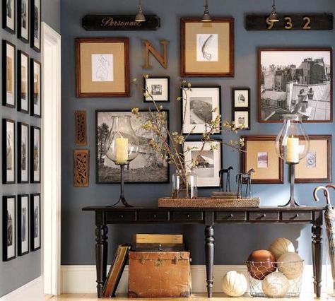 Give Your Home's Main Entrance Good Feng Shui: Create Good Feng Shui In Your Main Entry Wood Gallery Frames, Small Entryway, Wall Gallery, Style At Home, Blue Walls, Wall Color, My New Room, Spending Money, Design Layout