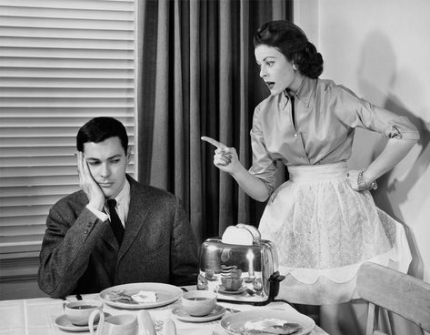 The Myth Of The Nagging Wife: Ignoring Her Is a Predictor Of Divorce  #divorce Nagging Wife, 1950s Housewife, Vintage Housewife, Lifetime Movies, Date Outfit Casual, Flirting Moves, Good Wife, Dating Memes, Dating Humor