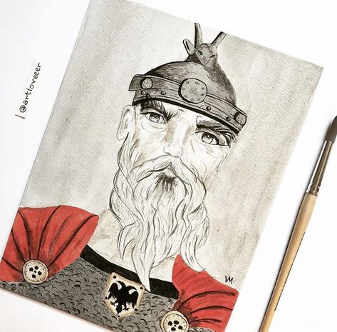 Insta: @artloveeer skenderbeu portrait painting gjergj kastrioti skenderbeu shqiperia kosova historia shqiptare vizatim piktura paintings acrylics malerei gemälde malkarton porträt historical traditat Skenderbeu Drawing, Painting Classes, Pencil Art Drawings, Painting Tutorials, Watercolor Inspiration, Watercolor Artist, Art Watercolor, Pencil Art, Albania