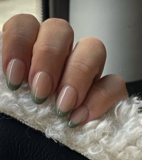 Cowboy Nails, Acrylic Nails Almond Shape, Gel Nails French, Green French, Squoval Nails, Subtle Nails, Work Nails, French Tip Acrylic Nails, Casual Nails