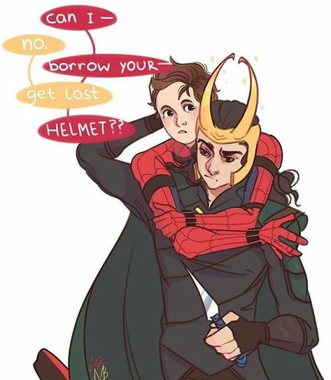 Loki and Peter Loki Fan Art, Tomholland Spiderman, Superfamily Avengers, Loki Fanart, Funny Tumblr, Meme Comics, Funny Marvel Memes, Avengers Comics, Marvel Fan Art