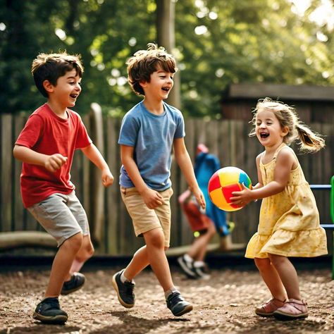 Children are playing football in a ground Kids Reference, Kids Playing Football, Playing With Friends, Chess Art, Children Park, School Playground, Children Playing, Playing Football, Kids Running