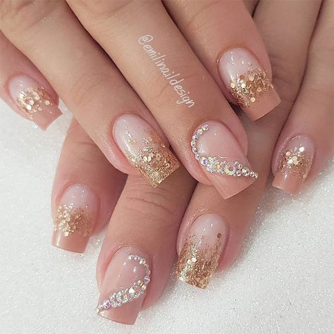 100 Beautiful wedding nail art ideas for your big day 1 - Fab Mood | Wedding Colours, Wedding Themes, Wedding colour palettes Wedding Nail Polish, Wedding Nail Art, Bridal Nail, Wedding Nail Art Design, Natural Nail Art, Bridal Nail Art, Wow Nails, Romantic Nails, Wedding Nail