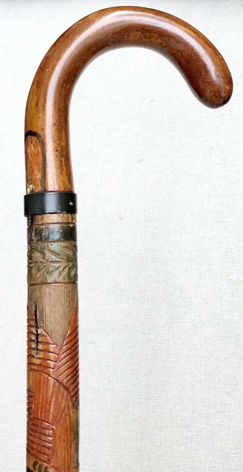 VINTAGE ANTIQUE 1930’ Mexican Aztec Folk Art Carved Wood Walking Stick Cane Old - $106.25. FOR SALE! Up for sale is this beautifully carved and painted wood Folk Art vintage antique 1930’ Mexican Aztec crook handle walking stick cane. The Cane is measuring 37” in length with 4 3/4” wide handle. 1” shaft diameter. Please see photos as part of the description. We carry large collection of 203174447640 Mexican Aztec, Folk Art Vintage, Hand Carved Walking Sticks, Cane Stick, Antique Folk Art, Canes & Walking Sticks, Primitive Folk Art, Art Carved, Walking Stick