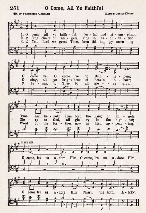 O Come, All Ye Faithful - Printable Antique Christmas Music Page from KnickofTime.net Vintage Christmas Sheet Music, Christmas Carols Lyrics, Christmas Carols Songs, Music Pages, O Come All Ye Faithful, Music Printables, Xmas Music, Hymn Sheet Music, Christmas Lyrics