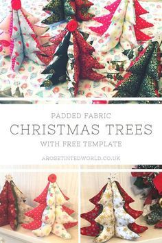 Fabric Christmas Tree Pattern, Christmas Sewing Patterns, Christmas Decorations Sewing, Sewing Christmas Gifts, Printable Fabric, Christmas Fabric Crafts, Tutorial Sewing, Christmas Sewing Projects, Fabric Christmas Trees