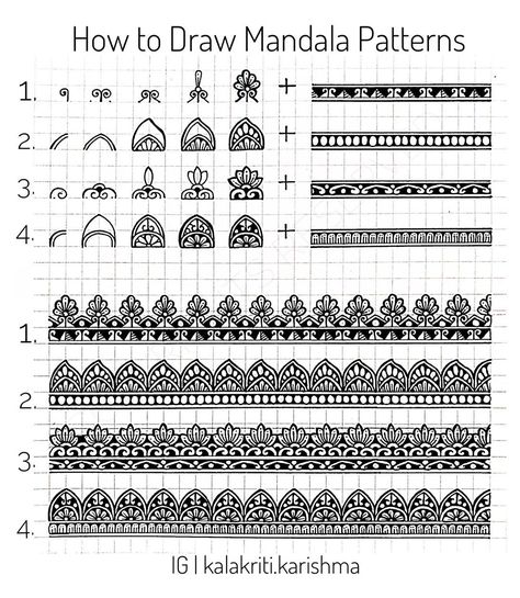 Wondering if you could use these patterns in your work? The answer is ‘YES, you definitely can. These are tutorials and are meant for you.… Mandala Yarn Crochet Patterns, Drawing Practice Sheets, Mandala Yarn Crochet, Kalakriti Karishma, Mandala Yarn, Zen Doodle Patterns, Easy Mandala Drawing, Mandala Doodle, Mandala Patterns