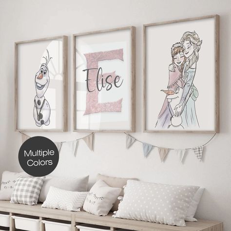 Frozen Bedroom Ideas, Frozen Girls Bedroom, Frozen Room Decor, Frozen Wall Art, Frozen Themed Bedroom, Nursery Name Art, Frozen Bedroom, Frozen Room, Pooh Nursery