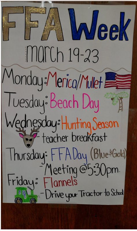 FFA week ideas Ffa Posters Ideas, Ffa Display Ideas, National Ffa Week Dress Up Days, Ffa Valentines, Ffa Games Activities, Ffa Week Ideas Dress Up, Ffa Chapter Activities, Ffa Week Activities, Ffa Meeting Activities