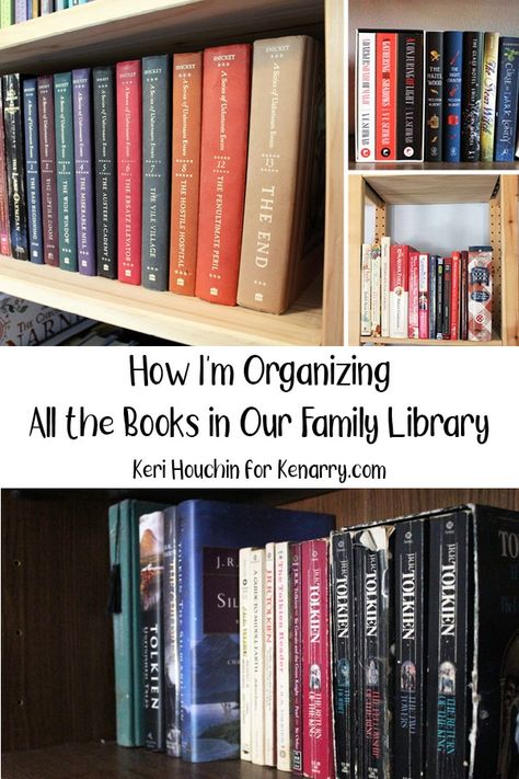 Learn how to organize adult and kids books in your home library using a simple system and an app. Keep track of what you own, what you’ve read, and what’s on your wish list. #kenarry #ideasforthehome Personal Library Organization, Library Classification, At Home Library, Book Caddy, Books At Home, Organize Books, Library Organization, Reading Diy, Nursing Books