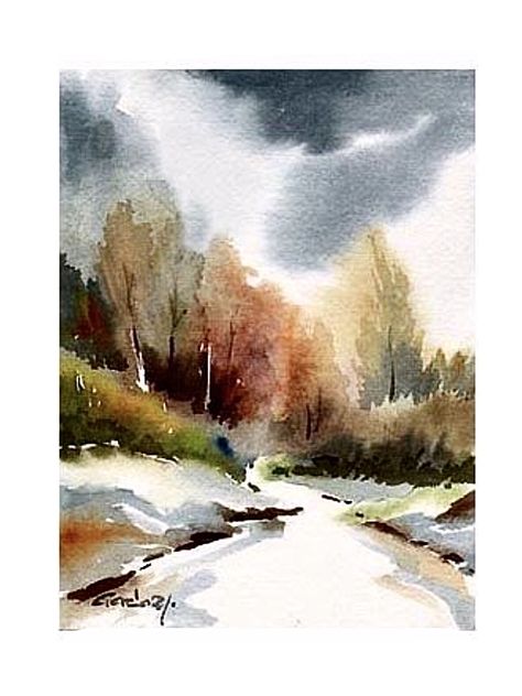 Loose Watercolor Paintings, Watercolor Art Landscape, Watercolour Landscape, Diy Watercolor Painting, Watercolour Inspiration, Watercolor Paintings Easy, Watercolor Painting Techniques, Watercolor Landscape Paintings, 수채화 그림