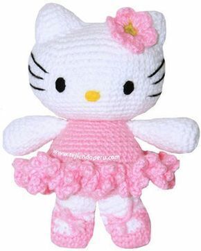 Gatita Hello Kitty (patrón gratis amigurumi) Hello Kitty Doll, Crochet Hello Kitty, Kat Haken, Hello Kitty Crochet, Pola Amigurumi, Crochet Amigurumi Free, Crochet Cat, Knitted Toys, Crochet Patterns Amigurumi