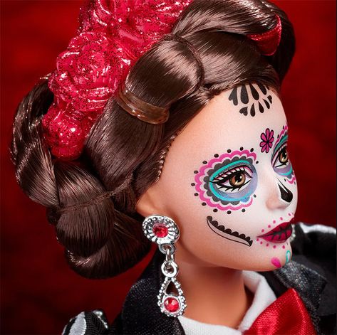 Barbie Catrina, Charro Suit, Princess Charm School, Princess Charming, Mexican Fashion, Red Bow Tie, Día De Muertos, Gold Face, Beautiful Barbie Dolls