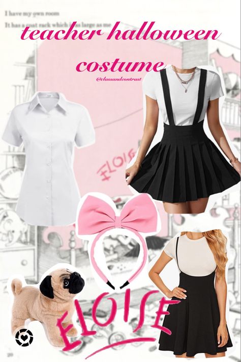 Eloise Book Character Costume, Eloise Halloween Costume, Storybook Character Costumes For Teacher, Eloise Costume, Book Character Halloween Costumes, Diy Halloween Books, Storybook Character Costumes, Teacher Costume, Costumes 2023