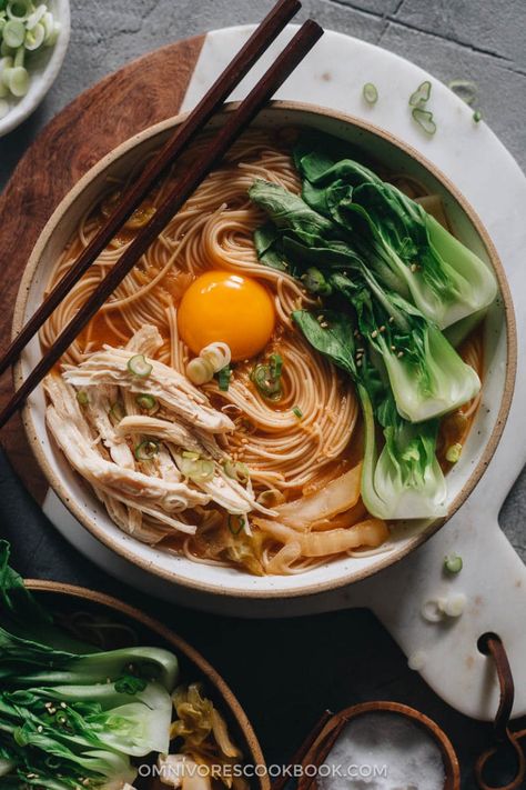 15-Minute Korean Noodle Soup | A perfect one-pot dinner for your busy weekdays. You only need a few ingredients and some leftovers in your pantry to make this hearty dish that is bursting with flavor and loaded with nutrients. Different topping options are provided so you can DIY a custom version with whatever ingredients you have on hand! Korean Soup Aesthetic, Different Cuisines, Korean Noodle Soup, Asian Potluck, Soupy Noodles, Soup For Dinner, Korean Soup, College Cooking, Korean Noodles