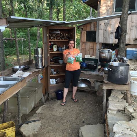 Canning and food preservation in the outdoor kitchen | Homestead Honey Rustic Outdoor Kitchens, Canning Kitchen, Outdoor Glider, Adirondack Furniture, Camping Kitchen, Kitchen Design Diy, Outdoor Remodel, Backyard Kitchen, Outdoor Kitchen Design Layout