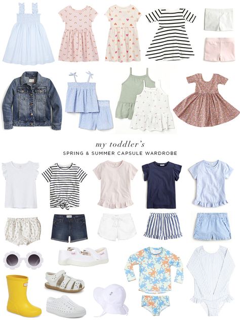 Toddler Capsule Wardrobe, Toddler Girl Outfits Summer, Toddler Summer Outfits, Spring Toddler, Spring Summer Capsule Wardrobe, Girls Spring Outfits, Toddler Girl Summer, Toddler Summer, Toddler Fall