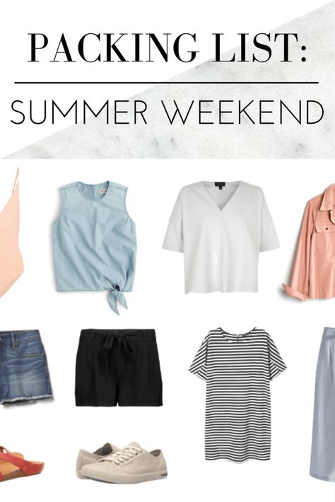 Weekend Packing List Summer, Summer Weekend Getaway Outfits, Long Weekend Packing List, Beach Weekend Packing, Weekend Getaway Packing List, Weekend Trip Outfits, Long Weekend Packing, Weekend Trip Packing List, Vacation Packing Lists