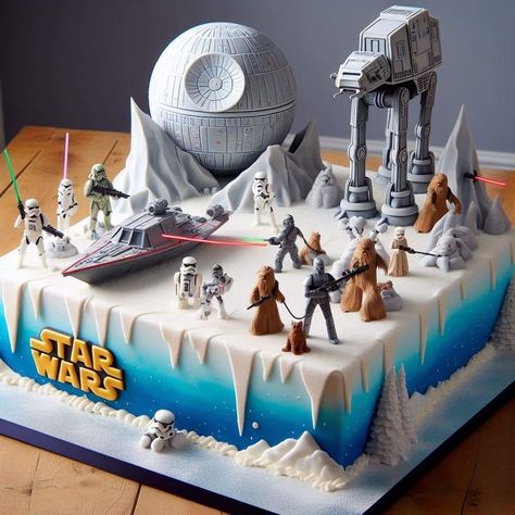 Star Wars Cake Easy, Star Wars Cake Decorations, Star Wars Cakes, Skye Birthday Party, Star Wars Birthday Cake, Cookie Recipes Decorating, Star Wars Baby Shower, Jungle Cake, Boy Birthday Party Themes