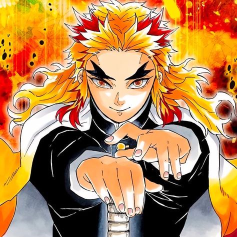 Rengoku Pfp Manga Colored, Rengoku Colored Manga, Rengoku Kyoujurou Manga Colored, Rengoku Manga Icon, Rengoku Pfp, Rengoku Icon, Kimetsu No Yaiba Icons, Rengoku Kyoujurou, Manga Icons