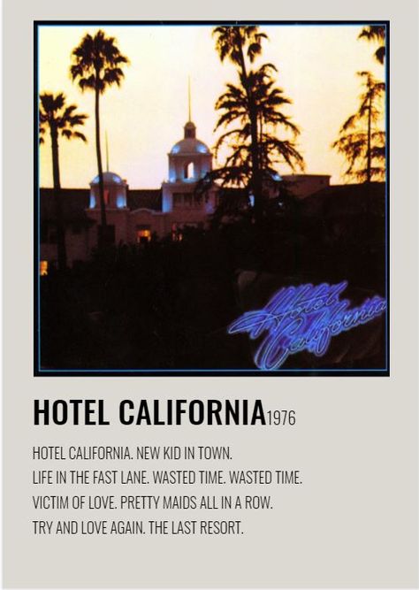 Alternative Minimalist Album Covers, Minimalist Album Covers, California Minimalist, Minimalist Album Poster, Polaroid Poster, Hotel California, Love Again, Minimalist Poster, New Kids