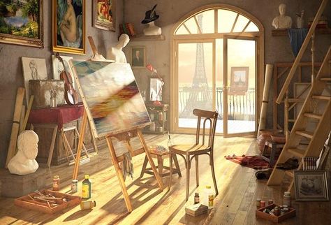 Art Studio Ideas, How to Design Beautiful Small Spaces Expanding Creative Horizons Interior Concept Art, Art Studio Room, Art Studio Design, Artist Workshop, Wood Interior Design, Desktop Wallpaper Art, Art Studio At Home, Bright Art, 판타지 아트