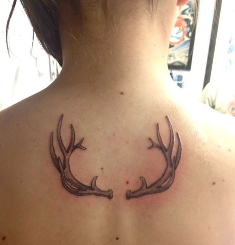 Part of Grandpas memorial tattoo Deer Antler Tattoos, Deer Antler Tattoo, Southern Tattoos, Buck Tattoo, Antler Tattoos, Antler Tattoo, Back Of Arm Tattoo, Country Tattoos, Couple Tattoos Unique