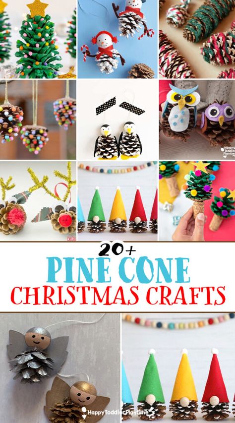 Winter Pinecone Crafts For Kids, Tiny Pine Cone Crafts, Pine Cone Winter Crafts, Pinecone Tree Craft, Pine Cone Ornaments For Kids, Pine Cone Activities, Pine Cone Christmas Crafts, Pine Cone Crafts For Kids, Painting Ideas Kids