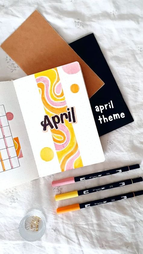 April Journal Cover Page, Bujo Gift Ideas Page, Journal Idea Aesthetic, New Journal Set Up, Bujo Intro Page, Back To School Journal Ideas, Bujo Index Page, Retro Bujo Theme, Easy Bujo Themes