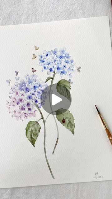 Hydrangea Watercolor Painting, Watercolour Hydrangea, Have A Beautiful Week, Watercolor Painting Easy, Hydrangea Watercolor, Watercolor Guide, Watercolor Hydrangea, Easy To Paint, Watercolor Bookmarks