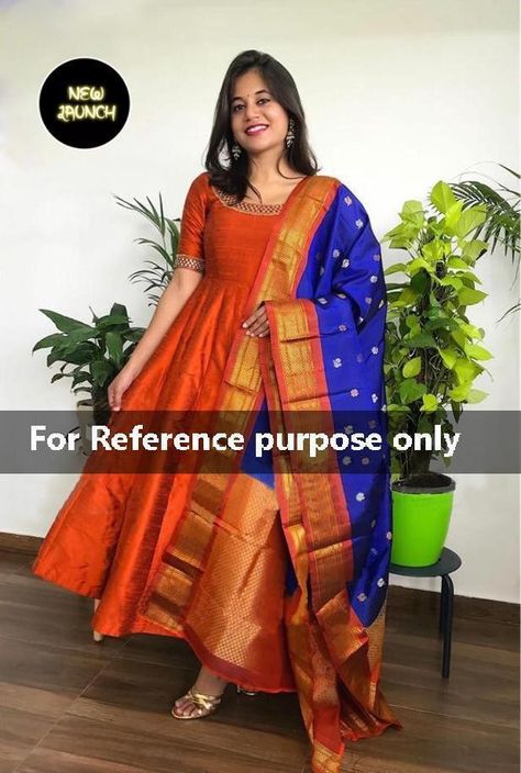 Pattu Chudithar Designs, Paithani Dress Designs For Women, Pattu Kurthi Designs, Paithani Saree Dress Design Ideas, Paithani Anarkali Dress, Pattu Anarkali Dress Designs, Pattu Kurta Designs For Women, Paithani Kurti Design, Pattu Anarkali Dress