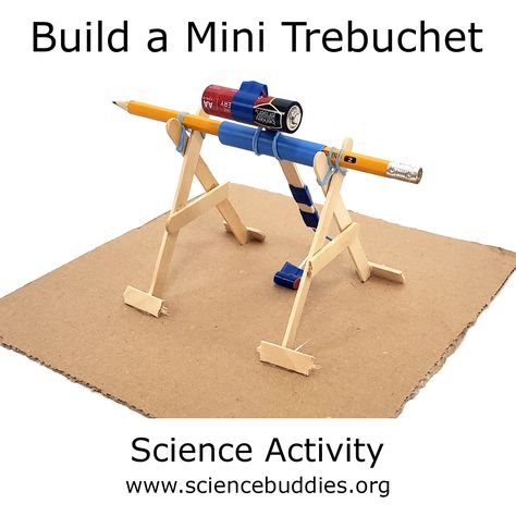 Keep kids busy and engaged - have them build and test a mini trebuchet! It's fun to build and lots of fun to use and experiment with!   #summerofSTEM #teachfromhome #STEM #scienceactivity #physics #STEMEducation #remotelearning #scienceteacher #homeschool #afterschool #makerspace #maker Stem Projects Middle School, Middle School Projects, Fun Stem Activities, Keep Kids Busy, Engineering Activities, Stem Activity, Busy Boxes, Stem Kits, School Craft