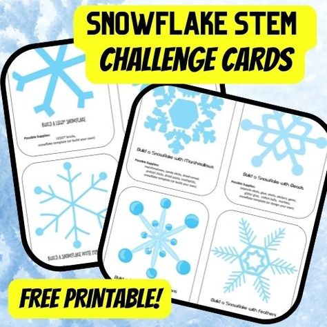 Snowflake Stem, Stem Challenge Cards, Stem Cards, Kindergarten Stem, What Is Stem, Stem Ideas, Paper Towel Tubes, Simple Science, Engineering Design Process