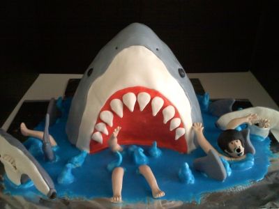 Shark Attack Cake By TwoKingsCakery on CakeCentral.com Shark Cakes, Shark Stuff, Best Cake Ever, Birthday 4, Shark Cake, Crazy Cakes, Shark Birthday, Novelty Cakes, Shark Week