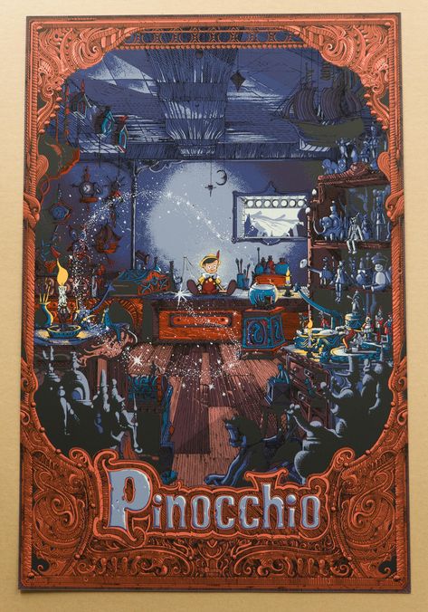 Exclusive: Kilian Eng’s Pinocchio Print Will Enchant You Killian Eng, Pinocchio Poster, Kilian Eng, Pinocchio 1940, Omg Posters, Pinocchio Disney, Animation Disney, By Kilian, Disney Posters