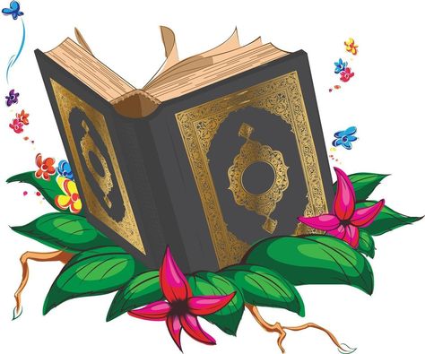 Islam Holy Book Quran Moslem Arab Cartoon Drawing Vector Illustration Quran Cartoon, Quran Drawing, Arab Cartoon, Islamic Worksheet, Quran Vector, Quran Illustration, Islamic Stickers, Saint Coran, Quran Book