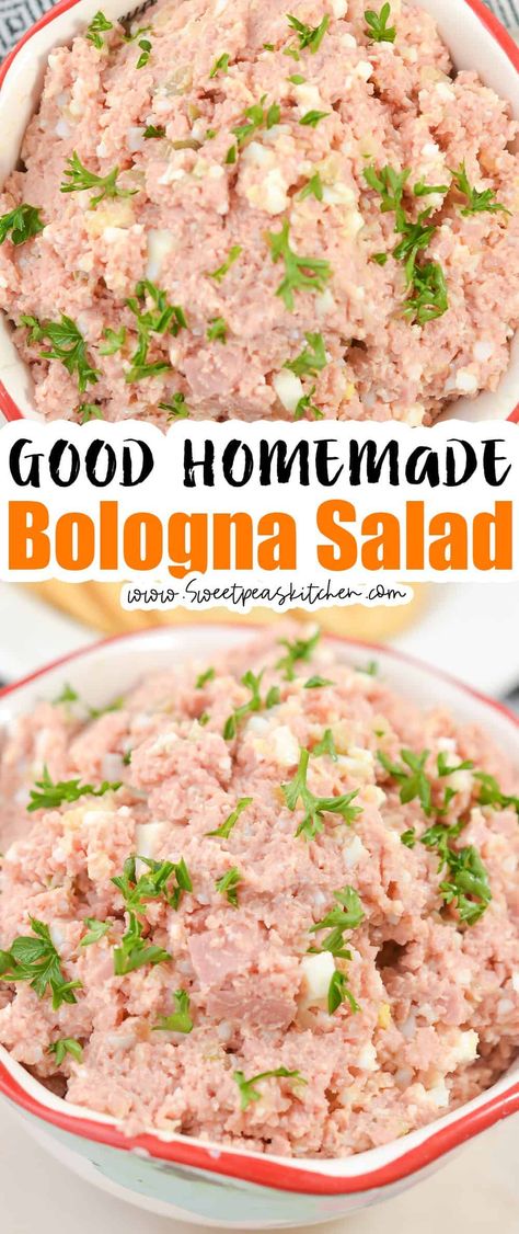 Ham Salad With Bologna, German Bologna Salad, Bologna Salad Recipe, Keto Bologna Recipes, Smoked Bologna Sides, Ham Salad Recipe With Bologna, Bologna Sandwich Spread, Pickled Bologna, Bologna Sandwich Recipes