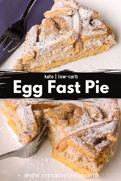 Eggs are simply awesome. There's just so much you can make with them! This egg fast dessert (Egg fast pie) consists almost solely of eggs, cream cheese, and butter. #keto #lowcarb Eggfast Recipes, Baklava Recept, Eggs Cream Cheese, Keto Plateau, Egg Fast Diet, Keto Egg Fast, No Egg Desserts, Fast Desserts, Ketogenic Desserts