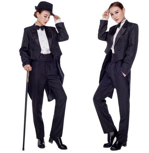 Women Tuxedo Costume Magician Clothes for Adult Female Jazz Dance Performance Clothing-in Pant Suits from Women's Clothing & Accessories on Aliexpress.com | Alibaba Group Womens Tailcoat, Tailcoat Women's, Magician Outfit, Geraldine Fitzgerald, China Dance, Magician Costume, Tap Costumes, Hmong Clothes, Women Dance