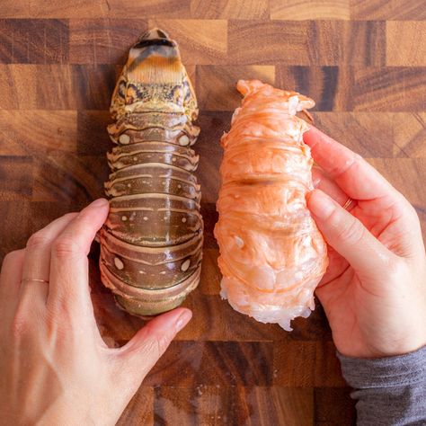 lobster-tail-removed-from-shell Boil Lobster Tail, How To Prepare Lobster, Easy Lobster Tail Recipe, Grill Lobster Tail Recipe, Cooking Frozen Lobster Tails, Best Lobster Tail Recipe, Cook Lobster Tails, Baked Lobster Tails, Frozen Lobster Tails