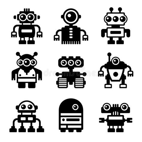 Robot Icon Set. On White Background. Vector #Sponsored , #Affiliate, #AD, #Icon, #Vector, #Background, #Robot Vintage Robot Art, Robot Icon, Robot Logo, Vector Robot, Robot Cartoon, Vintage Robots, Robot Illustration, Retro Robot, Arte Robot