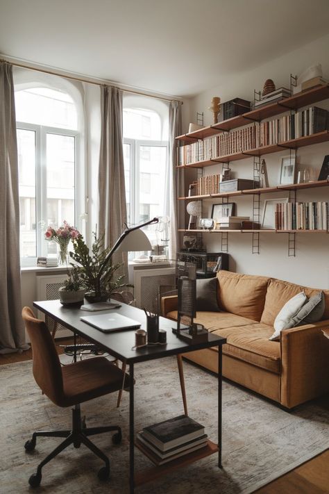 Apartment Layouts That Work for Tiny Studios Airbnb Studio Ideas, Bed Partition, Apartment Layouts, Small Studio Apartment Decorating, Fold Down Table, One Room Apartment, Lift Coffee Table, Minimalist Bedroom Decor, Ceiling Curtains