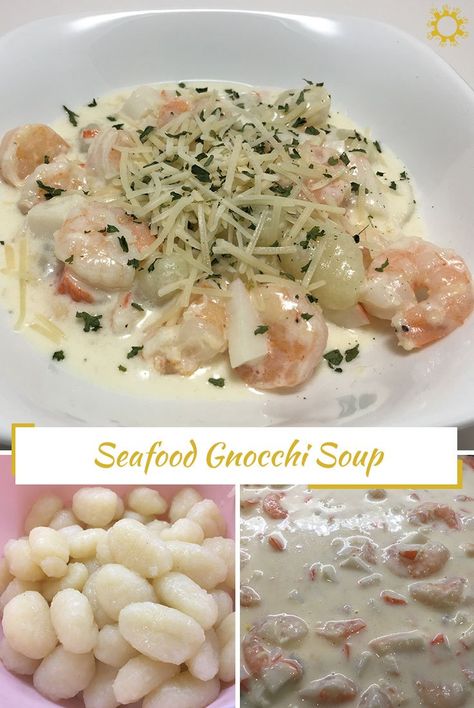 On National Shrimp Day it's only appropriate to share one of my favorite ways to eat shrimp! Seafood and gnocchi soup made with shrimp and crab meat with a creamy white wine sauce. Delicious on it's own, or with pasta or bread! Shrimp Gnocchi Soup, Seafood Gnocchi, Instapot Soup Recipes, Creamy White Wine Sauce, Cooking With White Wine, Sides Recipes, Gnocchi Soup, White Wine Sauce, Seafood Soup